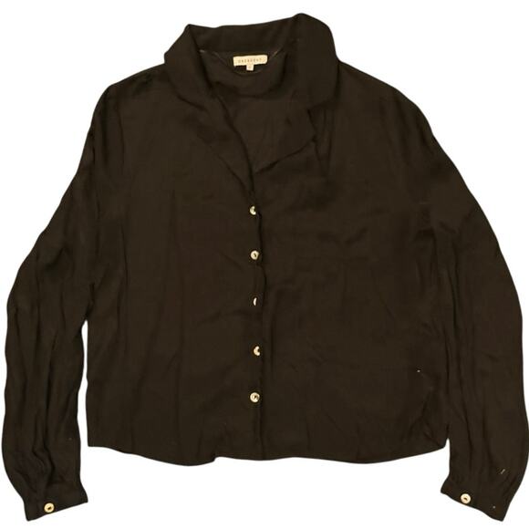 Long Sleeve Black Button Down Crescent Shirt Adult Small - Picture 1 of 3